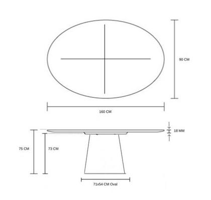 Imagem de Mesa de Jantar Cone Oval 160x90 cm Tampo Madeira Freijó Base Madeira Freijó