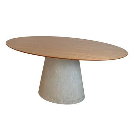 Imagem de Mesa de Jantar Cone Oval 180x100 cm Base Cimento concreto Tampo Freijó