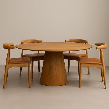 Imagem de Mesa de Jantar Cone Oval 180x100 cm Base Madeira Freijó Tampo Freijó