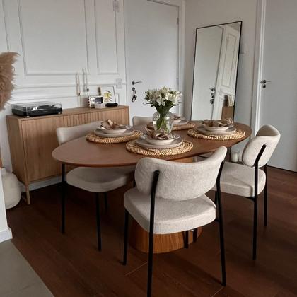 Imagem de Mesa de Jantar Cone Oval 180x100 cm Base Madeira Freijó Tampo Freijó