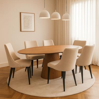 Imagem de Mesa de Jantar Cone Oval 180x100 cm Base Madeira Freijó Tampo Freijó