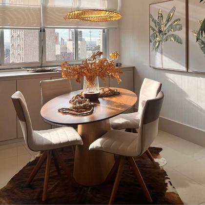 Imagem de Mesa de Jantar Cone Oval 180x100 cm Base Madeira Freijó Tampo Freijó