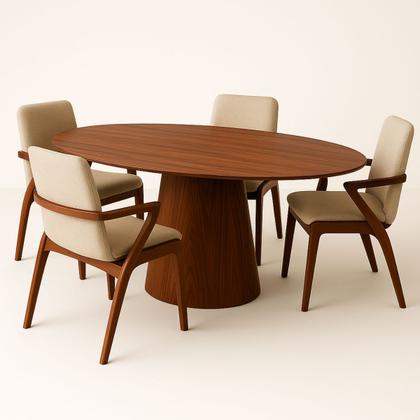 Imagem de Mesa de Jantar Cone Oval 180x100 cm Madeira Pau Ferro