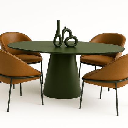 Imagem de Mesa de Jantar Cone Oval 198x122 cm Laca Verde Musgo