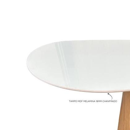 Imagem de Mesa De Jantar Cone Oval Orgânica 160x90cm Base Carvalho Branco Tampo Branco
