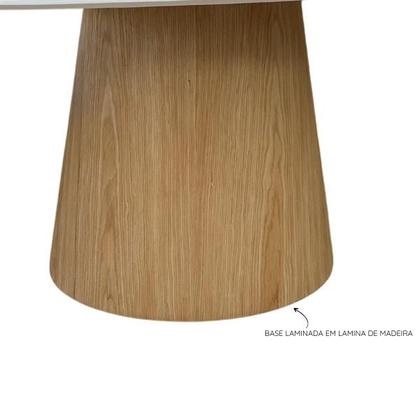Imagem de Mesa De Jantar Cone Oval Orgânica 160x90cm Base Carvalho Branco Tampo Branco