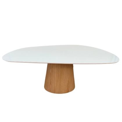 Imagem de Mesa De Jantar Cone Oval Orgânica 235x122cm Base Carvalho Branco Tampo Branco