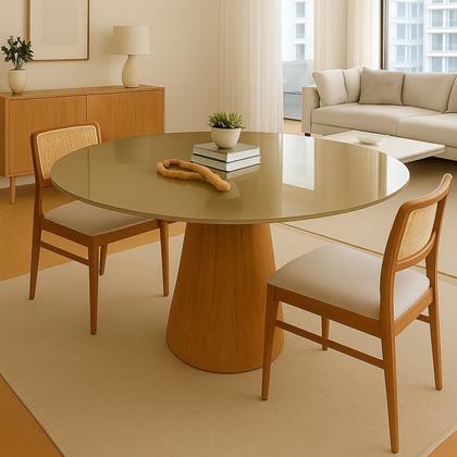 Imagem de Mesa de Jantar Cone Redonda Laminado em Madeira 120cm Cairo