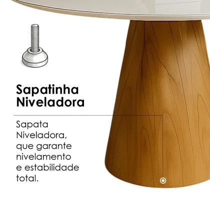 Imagem de Mesa de Jantar Cone Redonda Laminado em Madeira 120cm Cairo