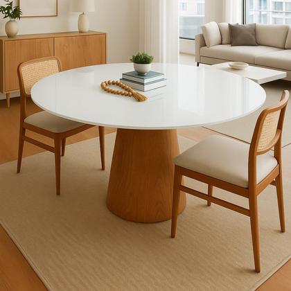 Imagem de Mesa de Jantar Cone Redonda Laminado em Madeira 120cm Cairo