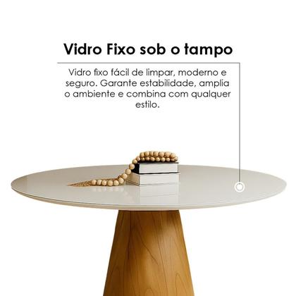 Imagem de Mesa de Jantar Cone Redonda Laminado em Madeira 120cm Cairo