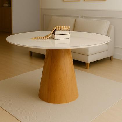 Imagem de Mesa de Jantar Cone Redonda Laminado em Madeira 120cm Cairo