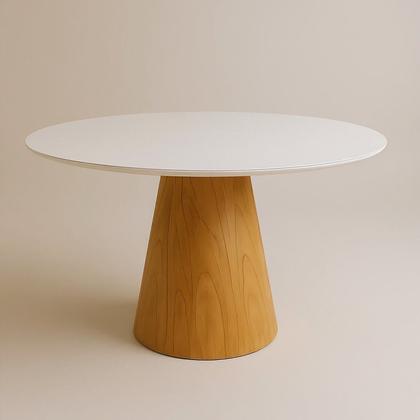 Imagem de Mesa de Jantar Cone Redonda Laminado em Madeira 120cm Cairo