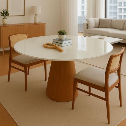 Imagem de Mesa de Jantar Cone Redonda Laminado em Madeira 120cm Cairo