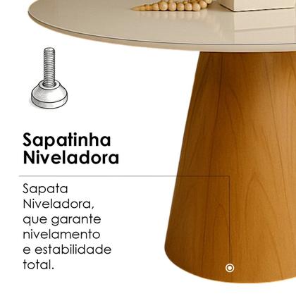 Imagem de Mesa de Jantar Cone Redonda Laminado em Madeira 120cm Cairo