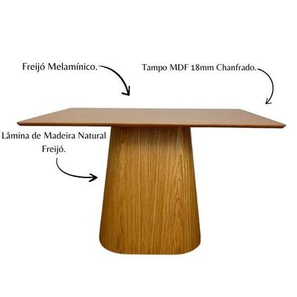 Imagem de Mesa de Jantar Cone Retangular 150x80 cm Tampo Freijó Base Freijó
