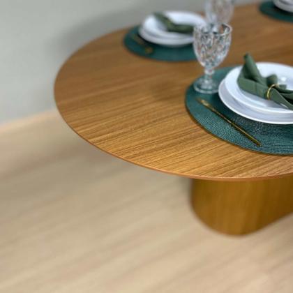 Imagem de Mesa de Jantar Cone Retangular Arredondada 180x100cm Madeira Freijó