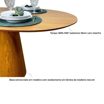 Imagem de Mesa de Jantar Cone Retangular Arredondada 180x100cm Madeira Freijó