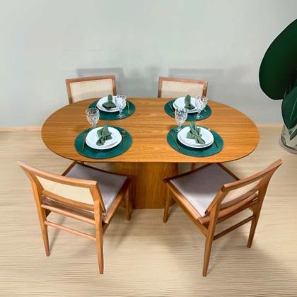 Imagem de Mesa de Jantar Cone Retangular Arredondada 180x100cm Madeira Freijó