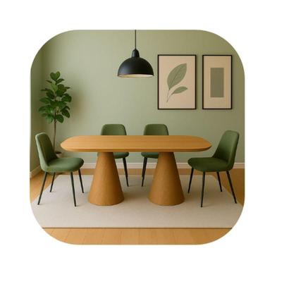 Imagem de Mesa De Jantar Cone Retangular Vitta 244x137cm Base Fiberglass Laminada Em Freijo Tampo Freijó