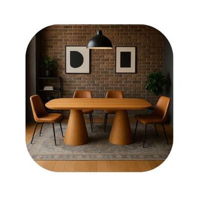 Imagem de Mesa De Jantar Cone Retangular Vitta 244x137cm Base Fiberglass Laminada Em Freijo Tampo Freijó