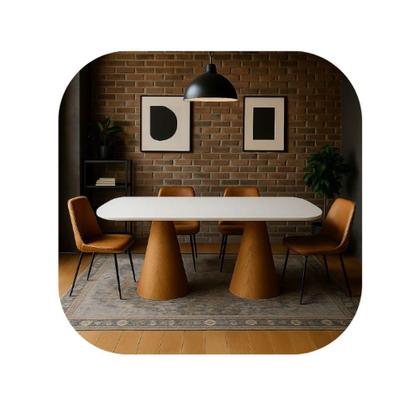 Imagem de Mesa De Jantar Cone Retangular Vitta 244x137cm Base Fiberglass Laminada Em Freijo Tampo Freijó