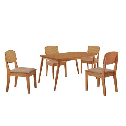 Imagem de Mesa de Jantar Copper 120cm Tampo Canto Copo MDF Laminado com 4 Cadeiras Copper Premium Moderna Mobília