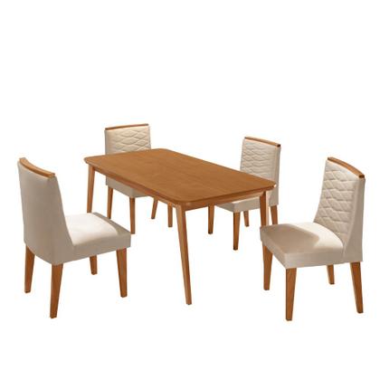 Imagem de Mesa de Jantar Copper 120cm Tampo Canto MDF com 4 Cadeiras Eloise Moderna Mobilia