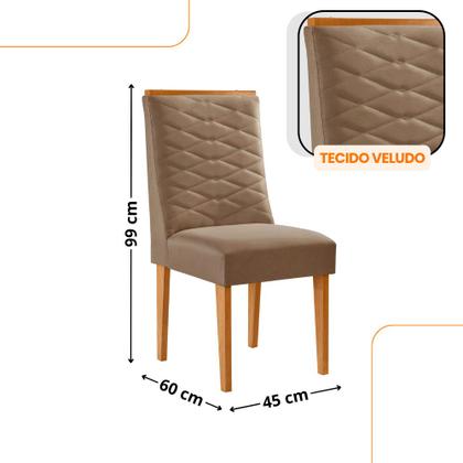 Imagem de Mesa de Jantar Copper 120cm Tampo Canto MDF com 4 Cadeiras Eloise Moderna Mobilia