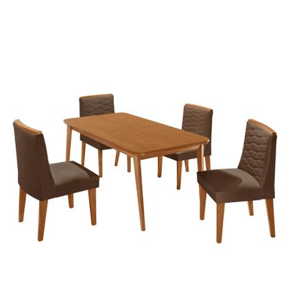 Imagem de Mesa de Jantar Copper 120cm Tampo Canto MDF com 4 Cadeiras Eloise Moderna Mobilia