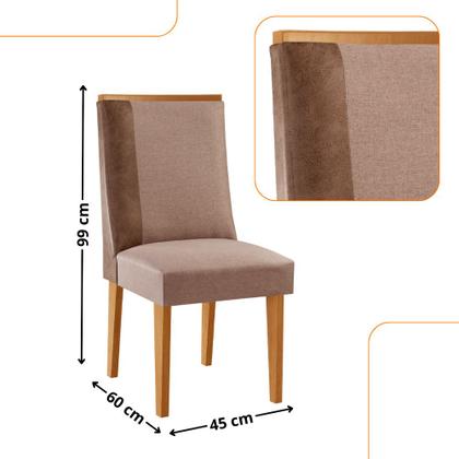 Imagem de Mesa de Jantar Copper 120cm Tampo Canto MDF Vidro com 4 Cadeiras Diane Moderna Mobília