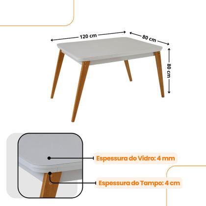 Imagem de Mesa de Jantar Copper 120cm Tampo Canto MDF Vidro com 4 Cadeiras Diane Moderna Mobília