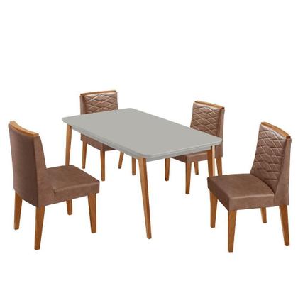 Imagem de Mesa De Jantar Copper 120cm Tampo Mdf 4 Cadeiras Moderna Tork/off/naturale/serig. Off