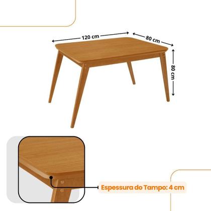 Imagem de Mesa De Jantar Copper 120cm Tampo Mdf Com 4 Cadeiras Moderna Veludo Creme/naturalle/naturalle