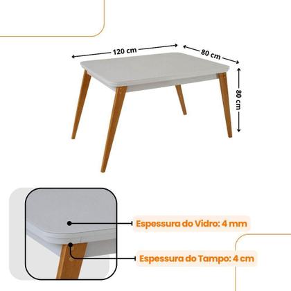 Imagem de Mesa De Jantar Copper 120cm Tampo Mdf Vidro 4 Cad Copper Veludo Capuccino/off/nat/serig Off