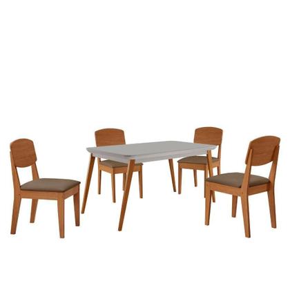 Imagem de Mesa De Jantar Copper 120cm Tampo Mdf Vidro 4 Cad Copper Veludo Capuccino/off/nat/serig Off