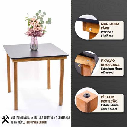 Imagem de Mesa de Jantar Cozinha Quadrada Madeira Moderna 4 Lugares 80cm