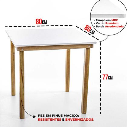 Imagem de Mesa de Jantar Cozinha Quadrada Madeira Moderna 4 Lugares 80cm