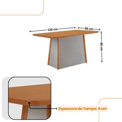 Imagem de Mesa De Jantar Diane 120cm Tampo Mdf Lam 4 Cadeiras Isadora Moderna Tork Naturale Off White