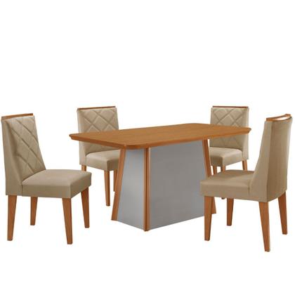 Imagem de Mesa de Jantar Diane 120cm Tampo MDF Laminado com 4 Cadeiras Isadora Moderna Mobília