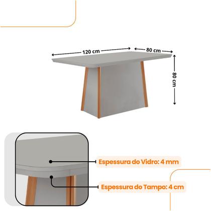 Imagem de Mesa de Jantar Diane 120cm Tampo MDF Vidro com 4 Cadeiras Diane Moderna Mobília