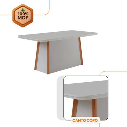 Imagem de Mesa de Jantar Diane 180cm Tampo MDF Com Vidro com 6 Cadeiras Andes Moderna Mobília
