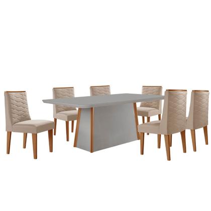 Imagem de Mesa de Jantar Diane 180cm Tampo MDF Vidro com 6 Cadeiras Safira Moderna Mobília