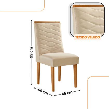 Imagem de Mesa de Jantar Diane 180cm Tampo MDF Vidro com 6 Cadeiras Safira Moderna Mobília