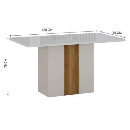 Imagem de Mesa de Jantar Doha 120x80 Reto Off White Decor Off com 4 Cadeiras Freijó Joli Camurça  Leifer Móveis