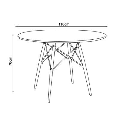 Imagem de Mesa de Jantar Eames Eiffel 110cm Preta Base Madeira Maciça