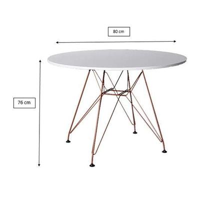 Imagem de Mesa De Jantar Eames Eiffel 80cm Tampo Redondo Branco Base De Cobre