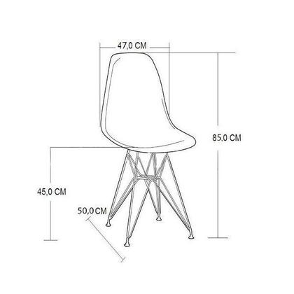 Imagem de Mesa de Jantar Eames Eiffel de Ferro Preto Tampo Redondo Vidro 110cm com 4 Cadeiras Pretas