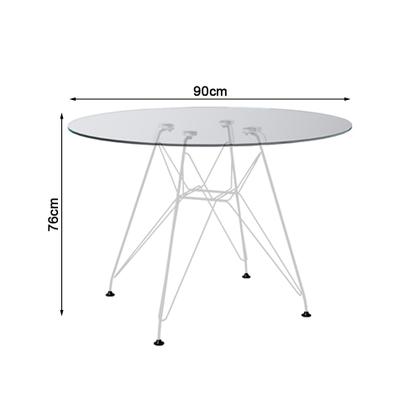 Imagem de Mesa de Jantar Eames Eiffel Redonda Vidro 90cm com 4 Poltronas Pretas Ferro Branco