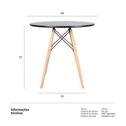 Imagem de Mesa De Jantar Eames Eiffel Wood Tampo De Mdf 80cm Preto